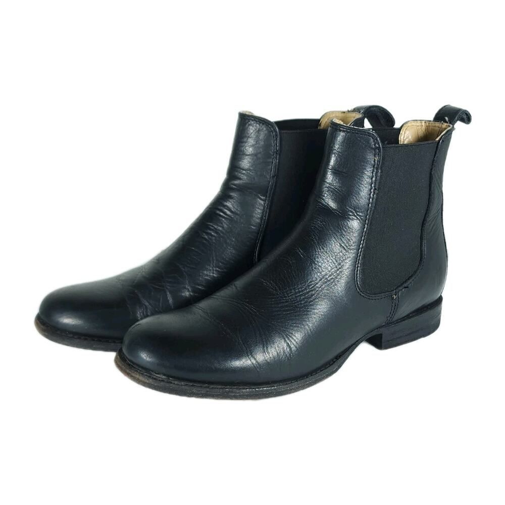 Frye Women's Erin US7B Black Leather Pull On Chelsea Ankle Booties Boots